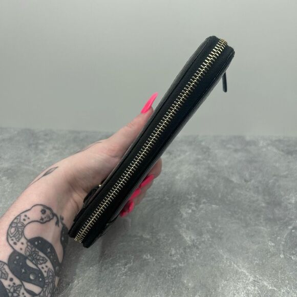 GUCCI Micro Guccissima Black Patent Leather Zip Around Long Luxury Wallet - Picture 6 of 16